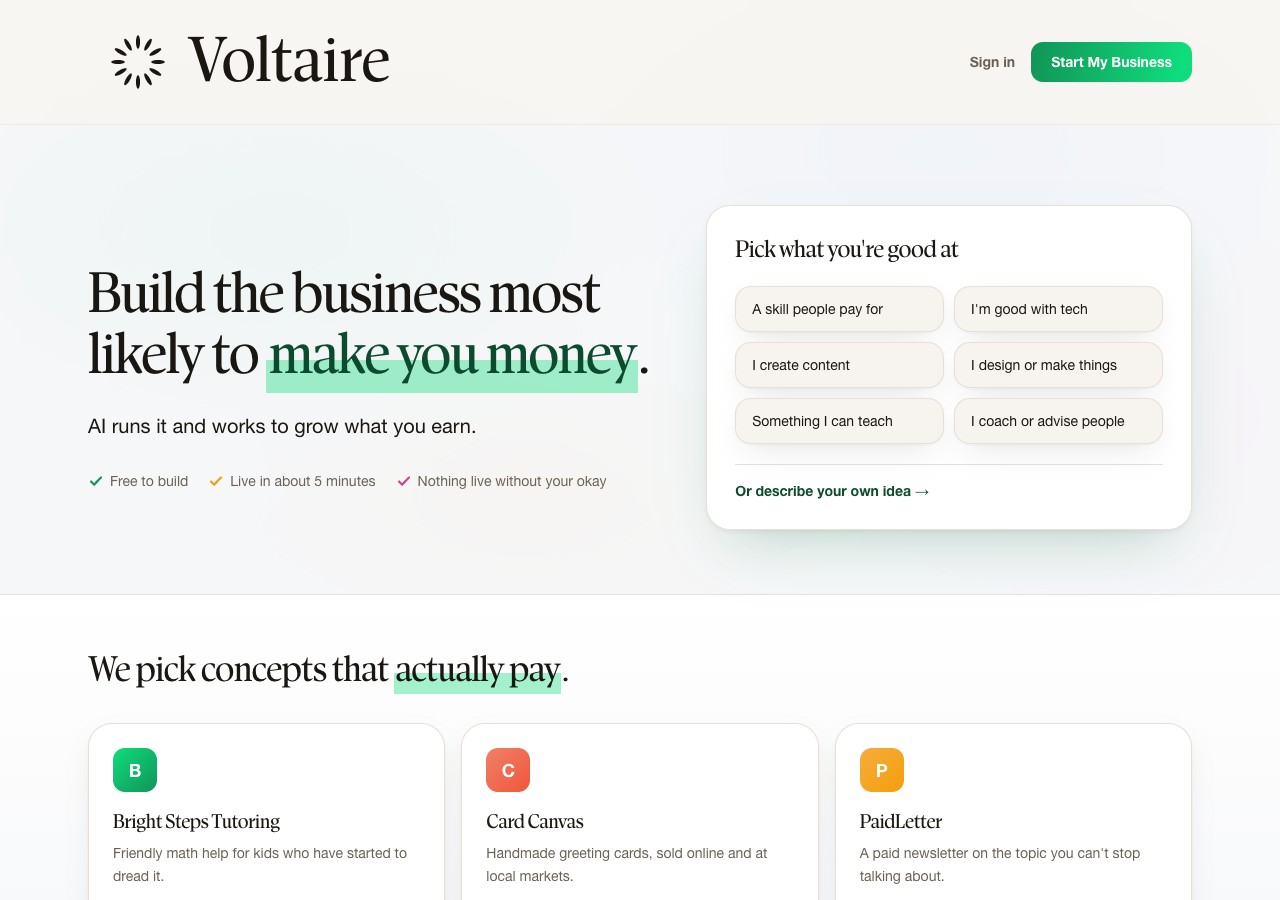 govoltaire.com — live product